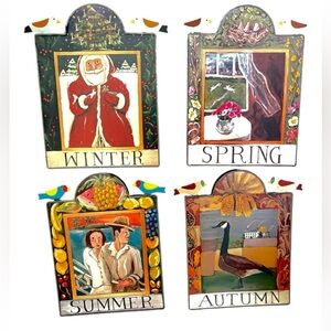 NANCY THOMAS➕RARE Seasonal Plaque Collection Set Of 4